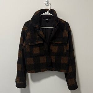 Divided Black and Brown Teddy Jacket